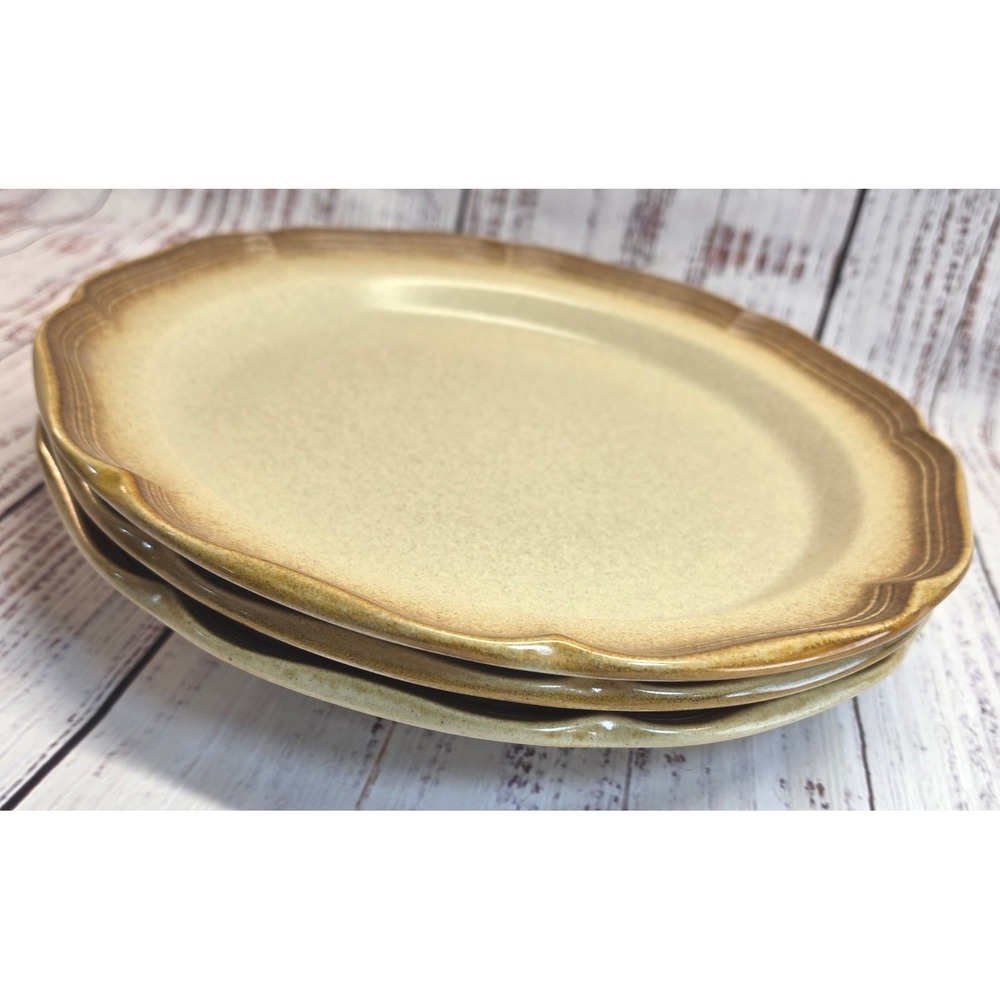 Mikasa Dinner Plates Set of 3 10.75" Tan Excellent Whole Wheat E8000 Stoneware